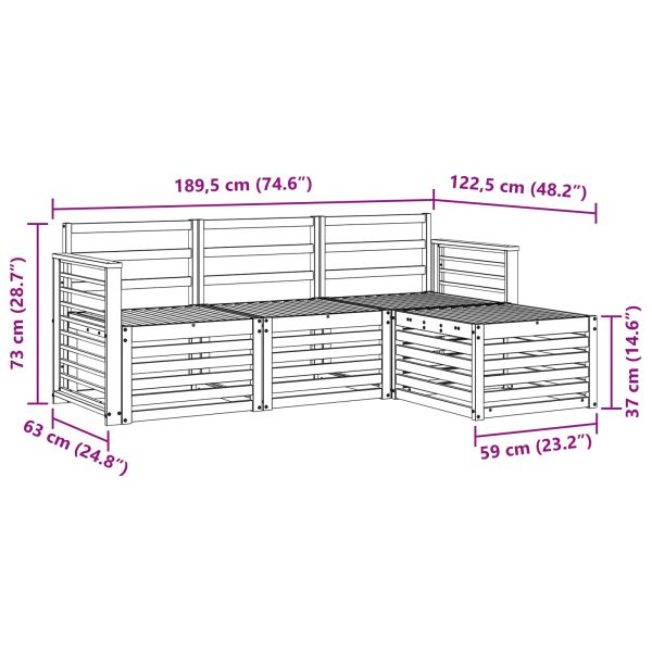 Комплекти дивани 4 pcs Естествен Солидно акациево дърво