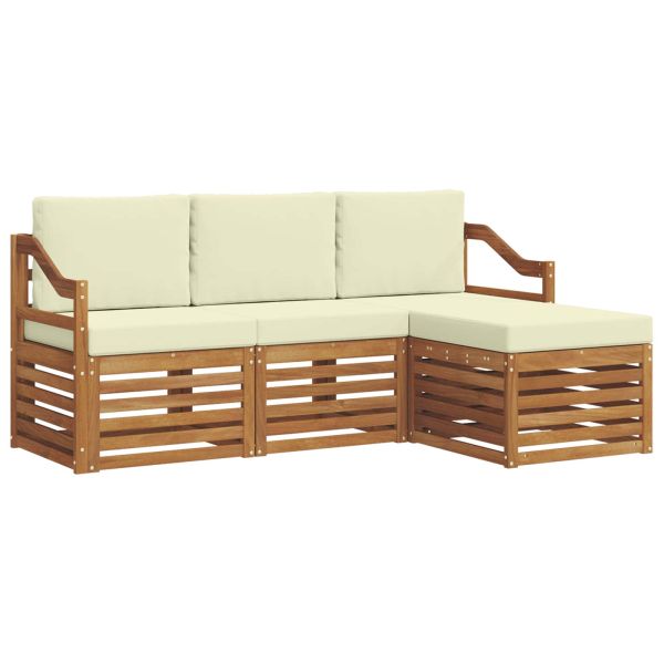 Комплекти дивани 4 pcs Натурален и Крема Солидно акациево дърво