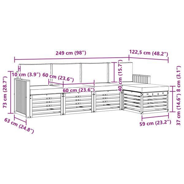 Комплекти дивани 5 pcs Натурален и Бежов Солидно акациево дърво