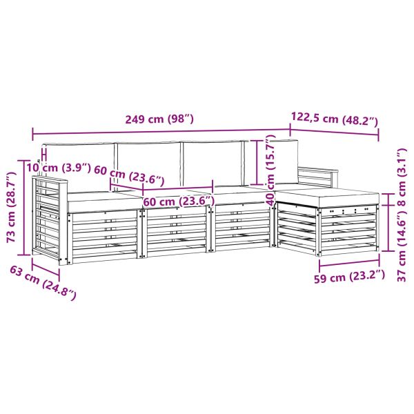Комплекти дивани 5 pcs Натурален и Бежов Солидно акациево дърво