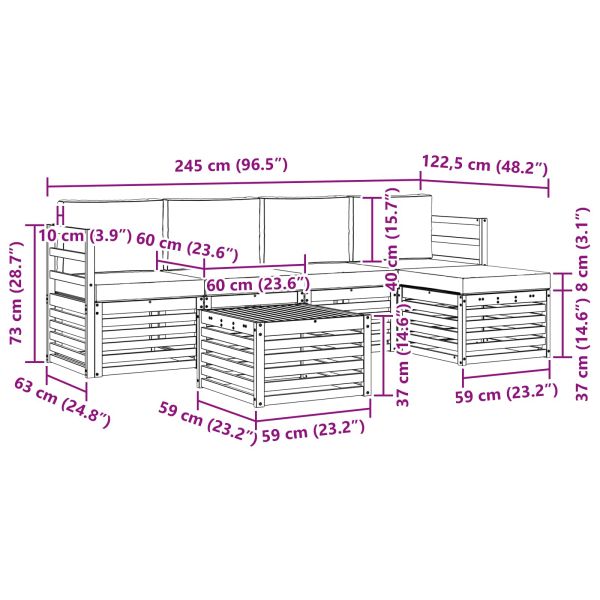 Комплекти дивани 6 pcs Натурален и Бежов Солидно акациево дърво