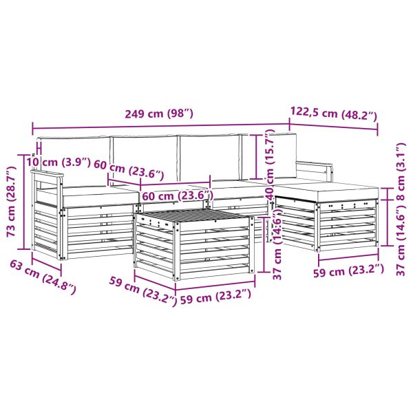 Комплекти дивани 6 pcs Натурален и Бежов Солидно акациево дърво