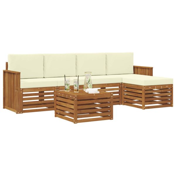 Комплекти дивани 6 pcs Натурален и Крема Солидно акациево дърво