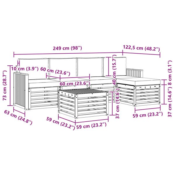 Комплекти дивани с възглавница 6 pcs Натурален и Антрацит