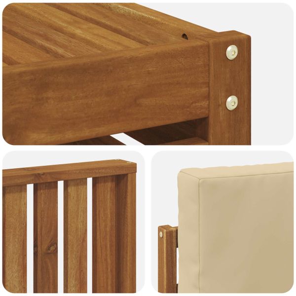 Комплекти дивани 6 pcs Натурален и Бежов Солидно акациево дърво