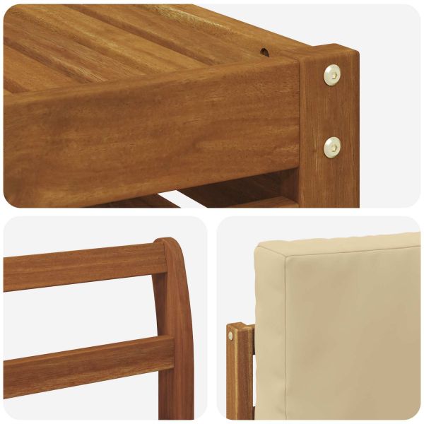 Комплекти дивани 6 pcs Натурален и Бежов Солидно акациево дърво