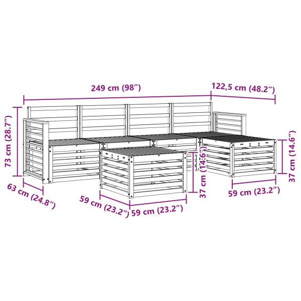 Комплекти дивани 6 pcs Естествен Солидно акациево дърво