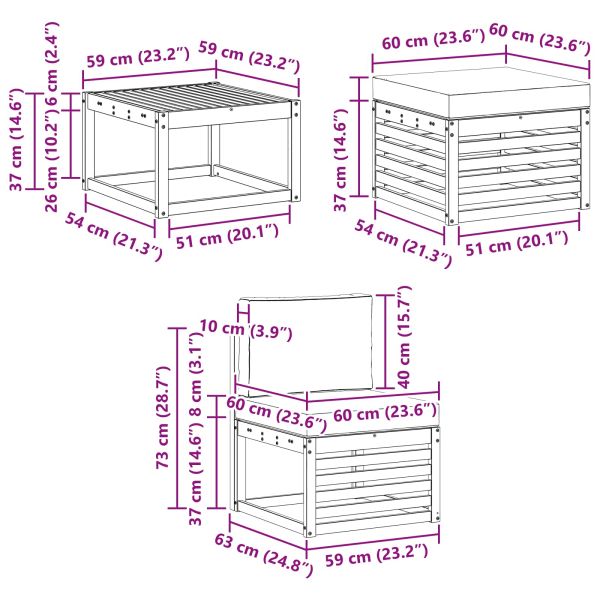 Комплекти дивани 6 pcs Натурален и Крема Солидно акациево дърво