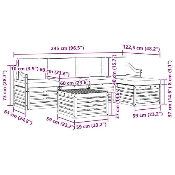 Комплекти дивани с възглавница 6 pcs Натурален и Антрацит