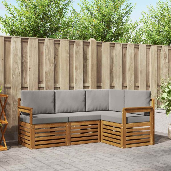 Комплекти дивани с възглавница 4 pcs Естествено и светло сиво