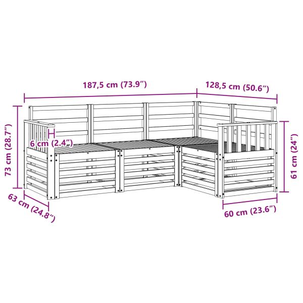 Комплекти дивани 4 pcs Естествен Солидно акациево дърво