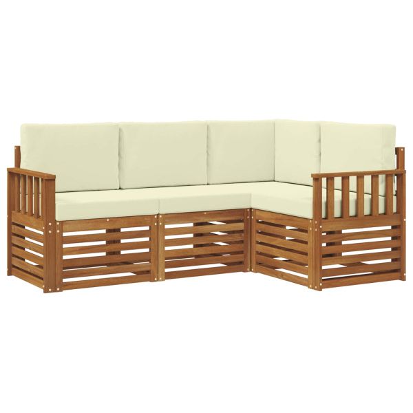 Комплекти дивани 4 pcs Натурален и Крема Солидно акациево дърво