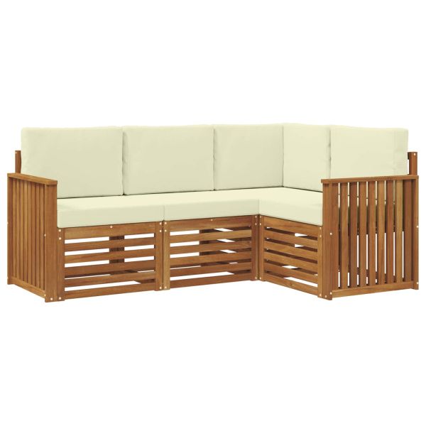 Комплекти дивани 4 pcs Натурален и Крема Солидно акациево дърво