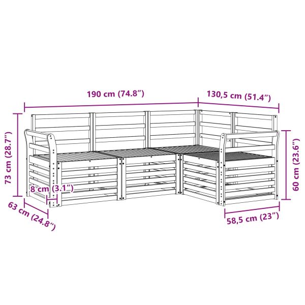 Комплекти дивани 4 pcs Естествен Солидно акациево дърво