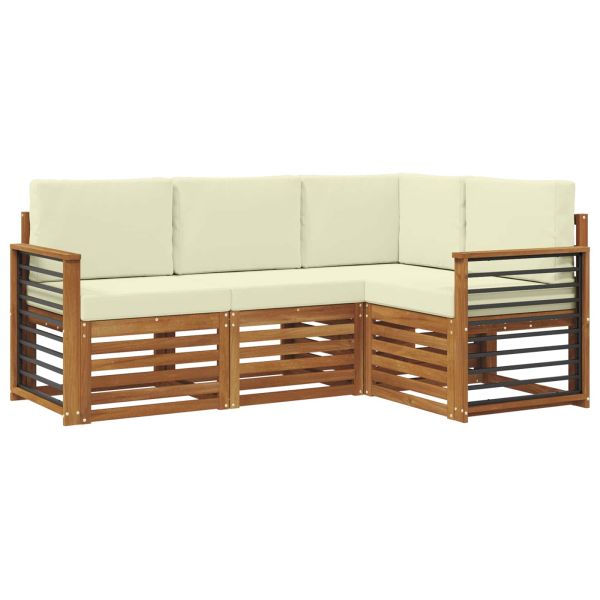 Комплекти дивани 4 pcs Натурален и Крема Солидно акациево дърво