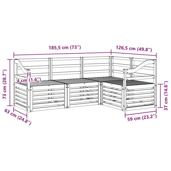 Комплекти дивани 4 pcs Естествен Солидно акациево дърво