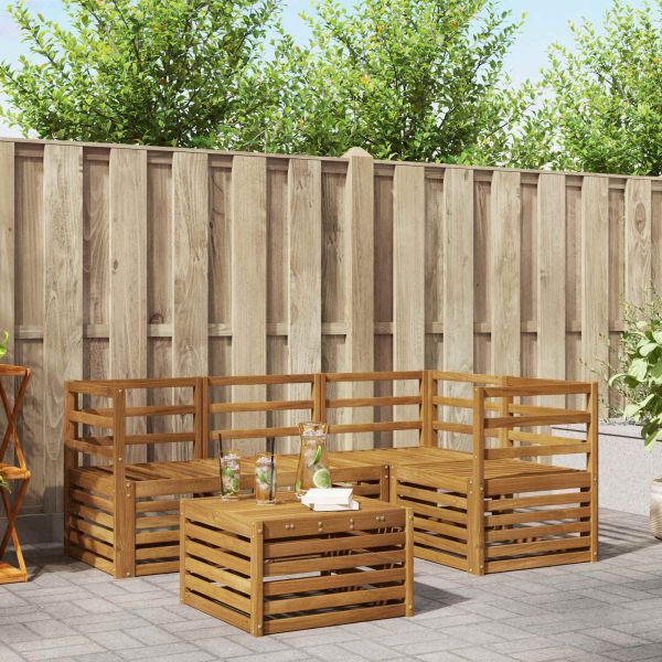 Комплекти дивани 5 pcs Естествен Солидно акациево дърво