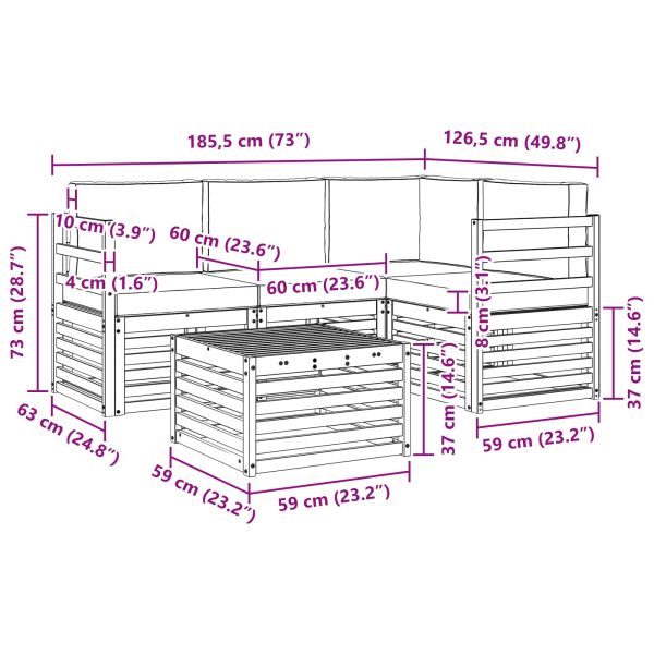 Комплекти дивани 5 pcs Натурален и Крема Солидно акациево дърво