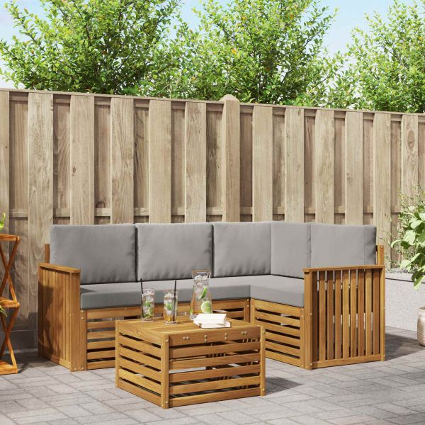 Комплекти мебели 5 pcs Естествено и светло сиво Инженерно дърво