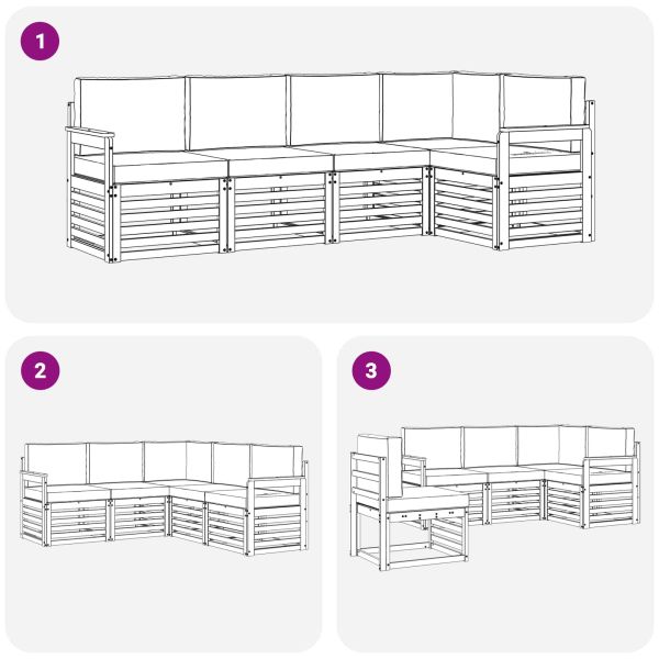 Комплекти дивани с възглавница 5 pcs Натурален и Антрацит