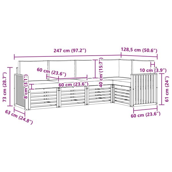 Комплекти дивани с възглавница 5 pcs Естествено и светло сиво