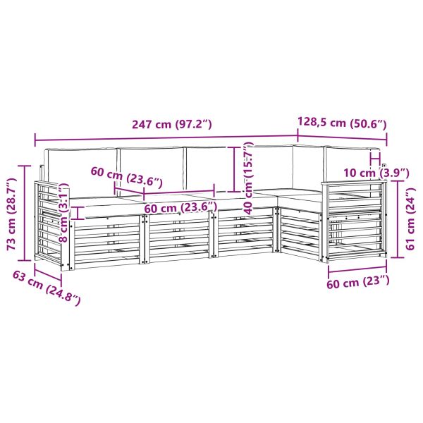 Комплекти дивани с възглавница 5 pcs Натурален и Антрацит