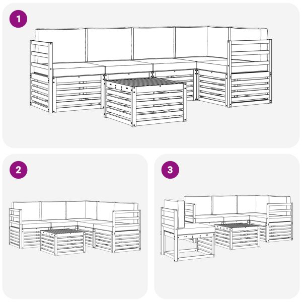 Комплекти дивани с възглавница 6 pcs Естествено и светло сиво