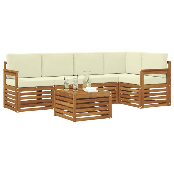 Комплекти дивани 6 pcs Натурален и Крема Солидно акациево дърво