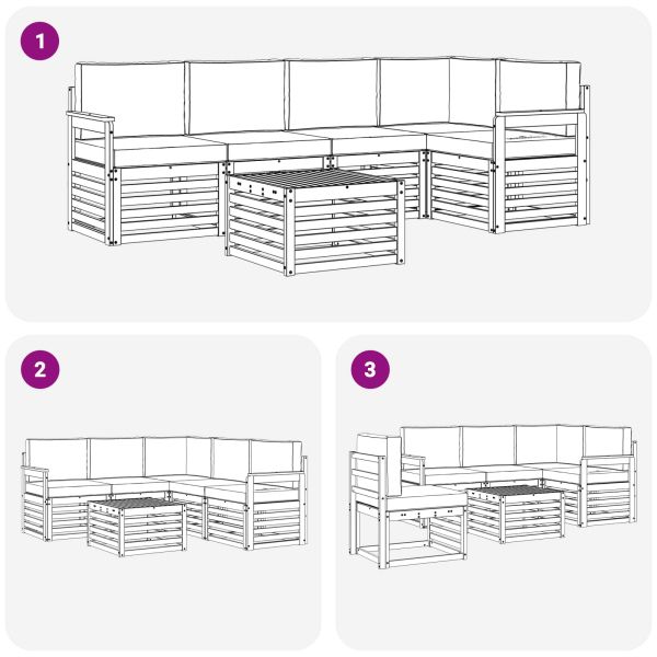 Комплекти дивани с възглавница 6 pcs Натурален и Антрацит