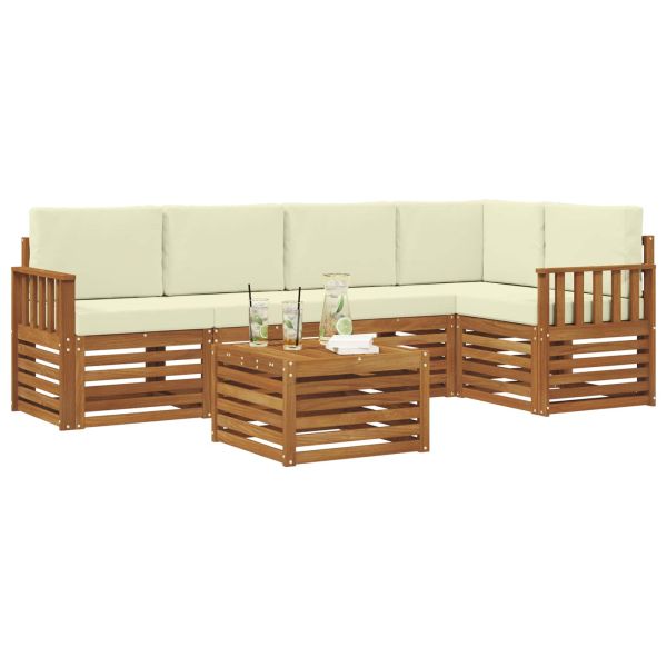 Комплекти дивани 6 pcs Натурален и Крема Солидно акациево дърво