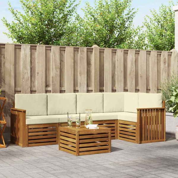 Комплекти дивани 6 pcs Натурален и Крема Солидно акациево дърво