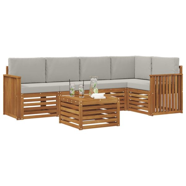 Комплекти дивани с възглавница 6 pcs Естествено и светло сиво