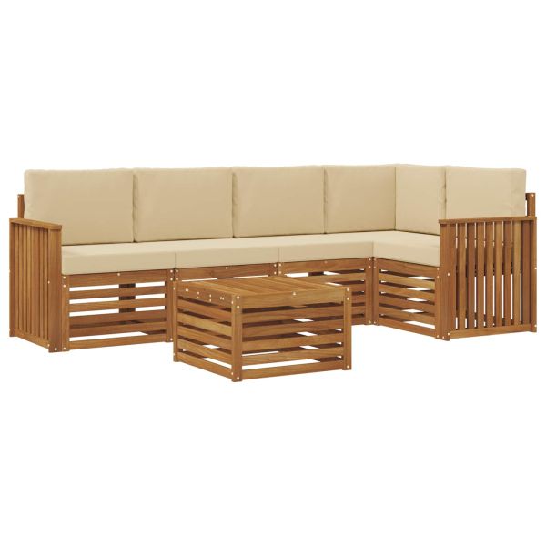 Комплекти дивани 6 pcs Натурален и Бежов Солидно акациево дърво