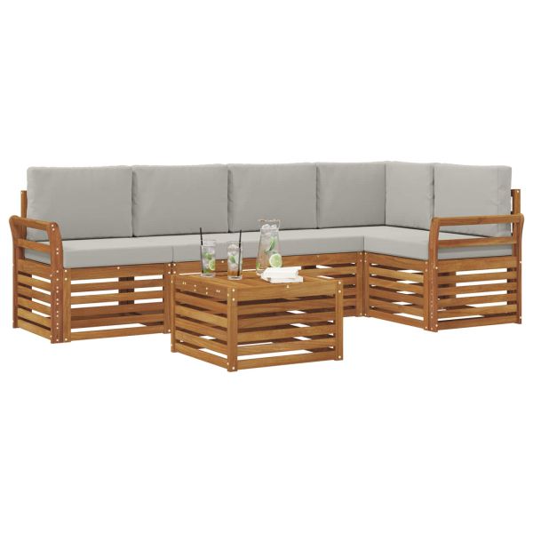 Комплекти дивани с възглавница 6 pcs Естествено и светло сиво