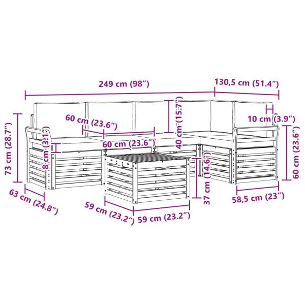 Комплекти дивани с възглавница 6 pcs Естествено и светло сиво