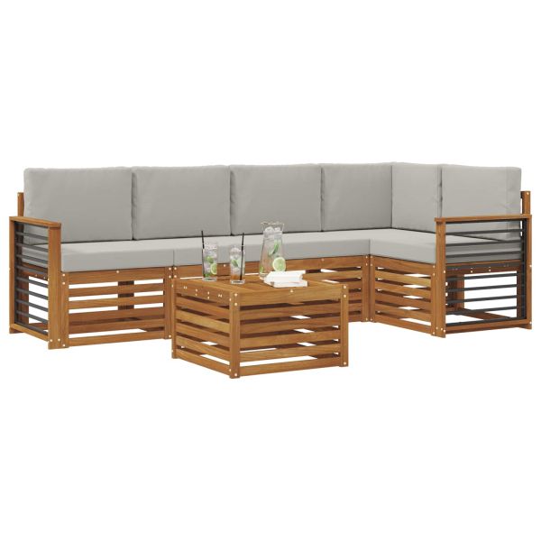 Комплекти дивани с възглавница 6 pcs Естествено и светло сиво