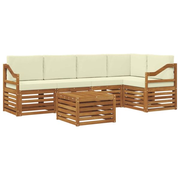 Комплекти дивани 6 pcs Натурален и Крема Солидно акациево дърво