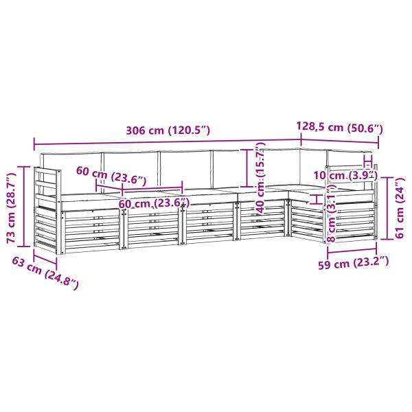Комплекти дивани 6 pcs Натурален и Бежов Солидно акациево дърво