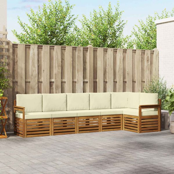 Комплекти дивани 6 pcs Натурален и Крема Солидно акациево дърво