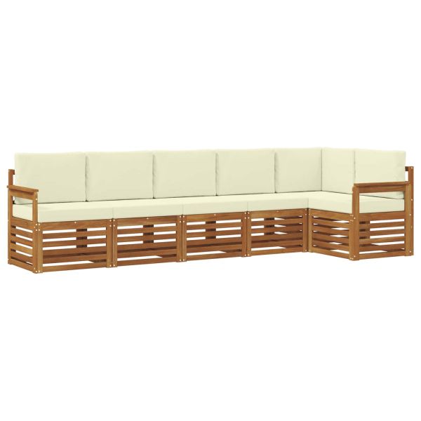 Комплекти дивани 6 pcs Натурален и Крема Солидно акациево дърво