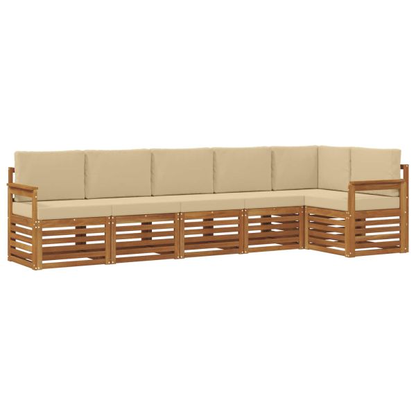 Комплекти дивани 6 pcs Натурален и Бежов Солидно акациево дърво
