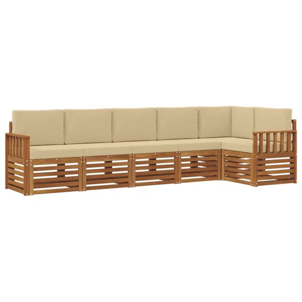 Комплекти дивани 6 pcs Натурален и Бежов Солидно акациево дърво