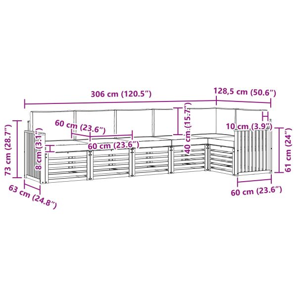 Комплекти дивани с възглавница 6 pcs Натурален и Антрацит