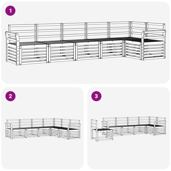 Комплекти дивани 6 pcs Естествен Солидно акациево дърво