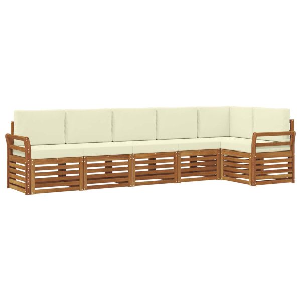 Комплекти дивани 6 pcs Натурален и Крема Солидно акациево дърво