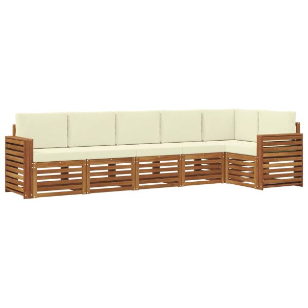 Комплекти дивани 6 pcs Натурален и Крема Солидно акациево дърво