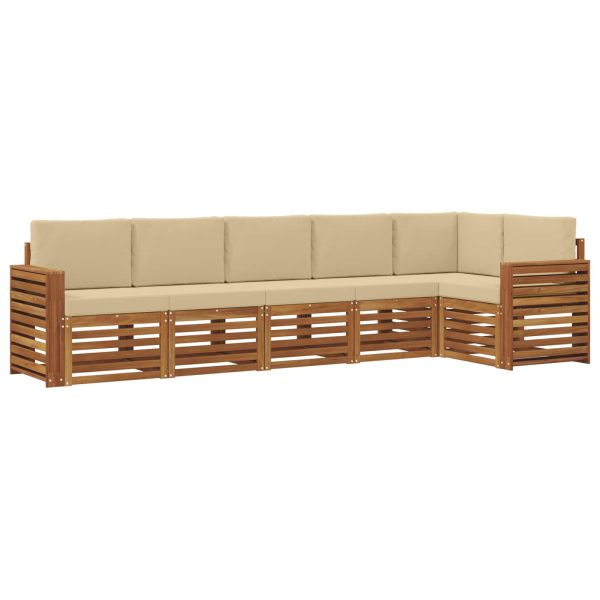 Комплекти дивани 6 pcs Натурален и Бежов Солидно акациево дърво