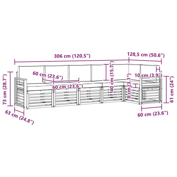Комплекти дивани 6 pcs Натурален и Крема Солидно акациево дърво