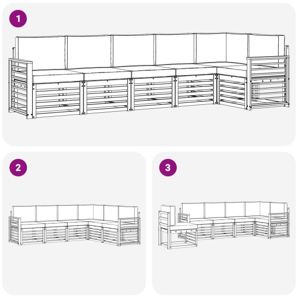 Комплекти дивани 6 pcs Натурален и Бежов Солидно акациево дърво