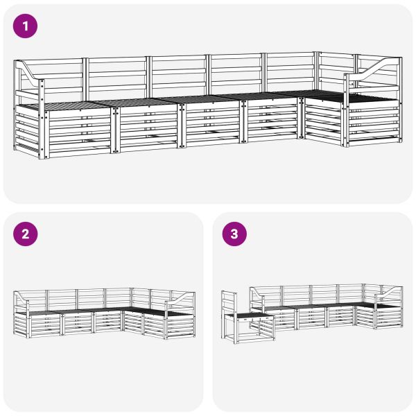 Комплекти дивани 6 pcs Естествен Солидно акациево дърво